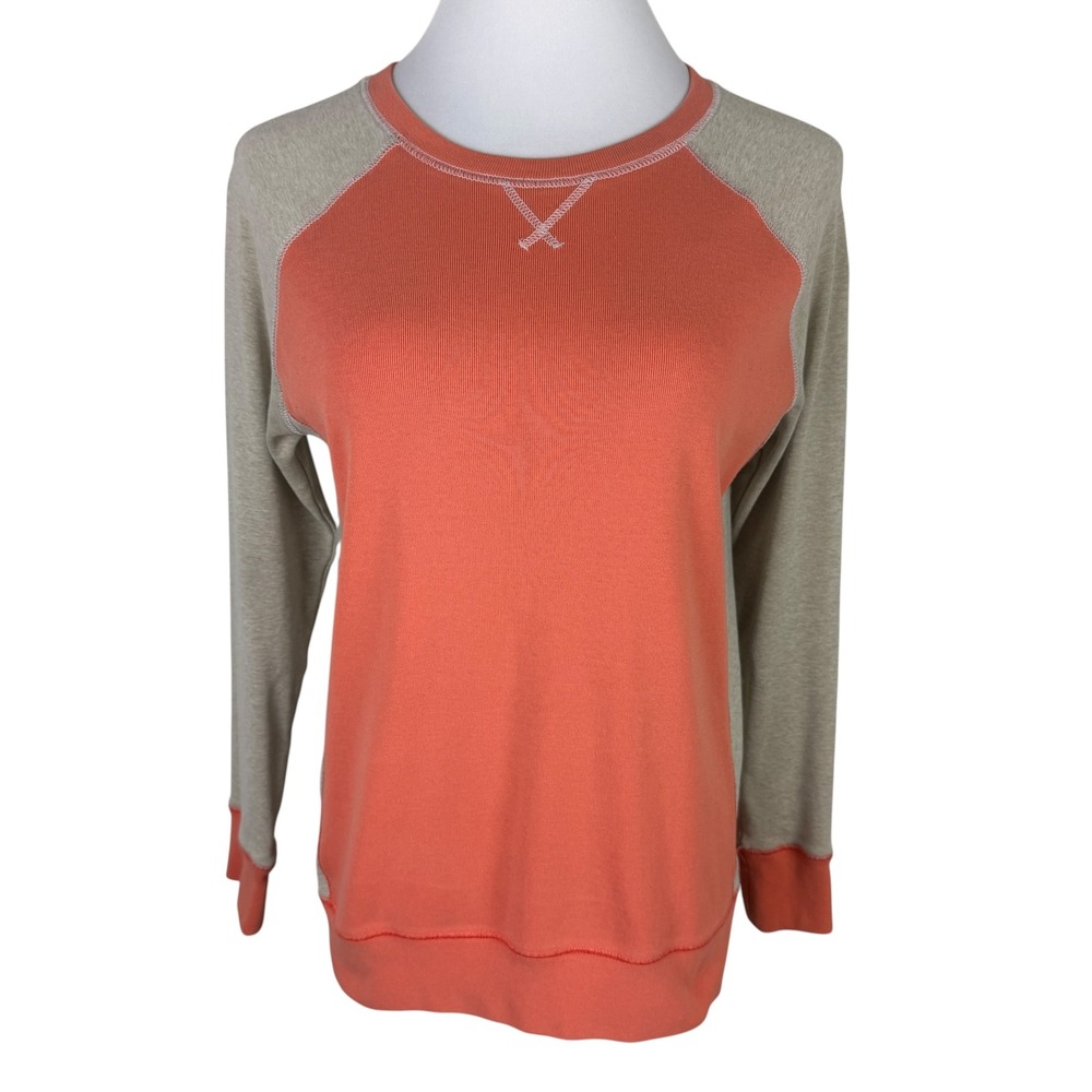 Eddie Bauer Women's Medium Raglan Sweatshirt Coral Tan Colorblock